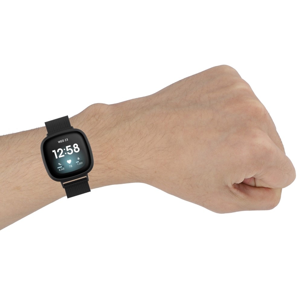 Ranneke Milanese Fitbit Versa 4 Musta