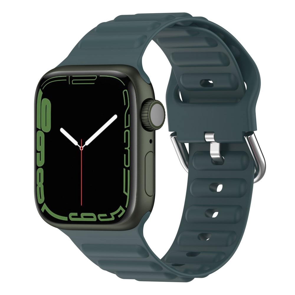 Resistant Silikoniranneke Apple Watch 45mm Series 7 tummanvihreä
