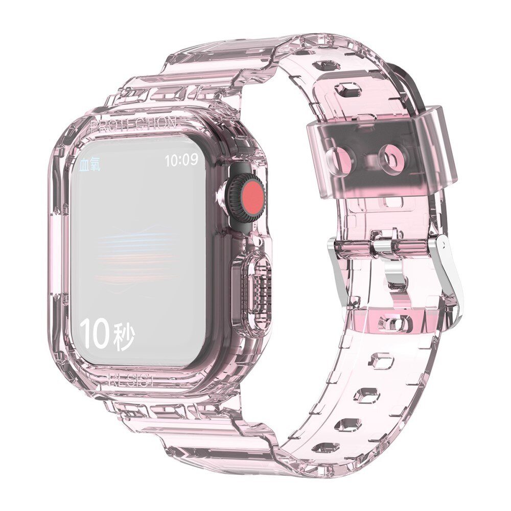 Apple Watch 45mm Series 8 Crystal Kuori+Ranneke vaaleanpunainen