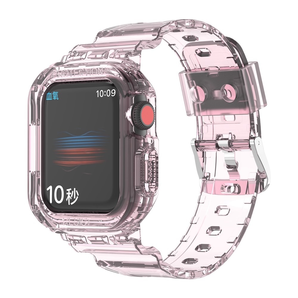 Apple Watch 42/44/45 mm Crystal Kuori+Ranneke vaaleanpunainen