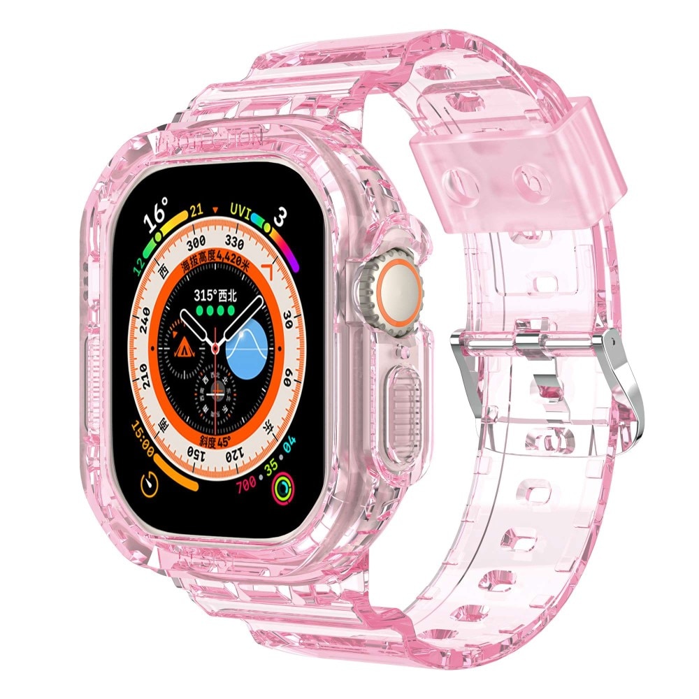 Apple Watch Ultra 49mm Crystal Kuori+Ranneke vaaleanpunainen