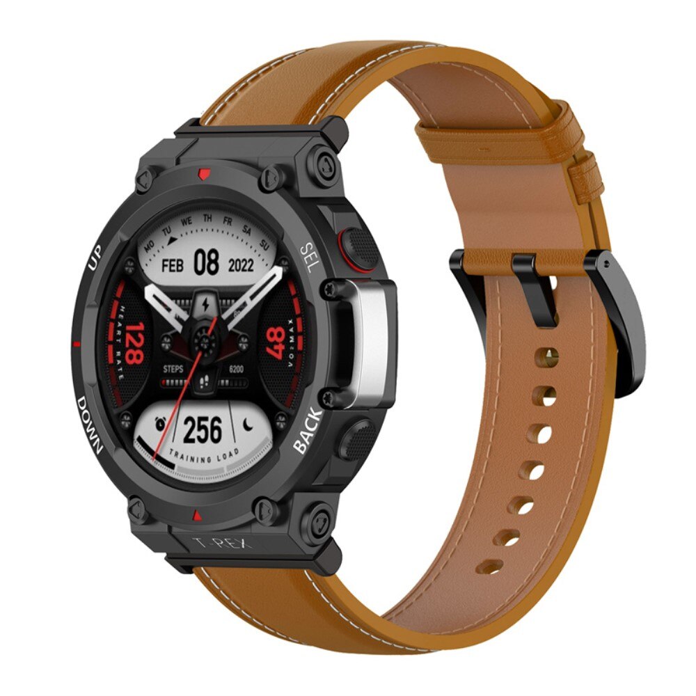 Nahkaranneke Amazfit T-Rex 2 ruskea