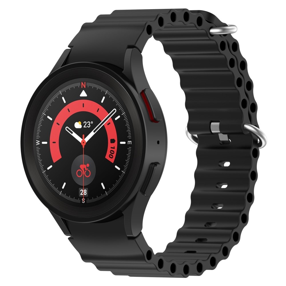 Full Fit Resistant Silikoniranneke Samsung Galaxy Watch 6 Classic 43mm musta