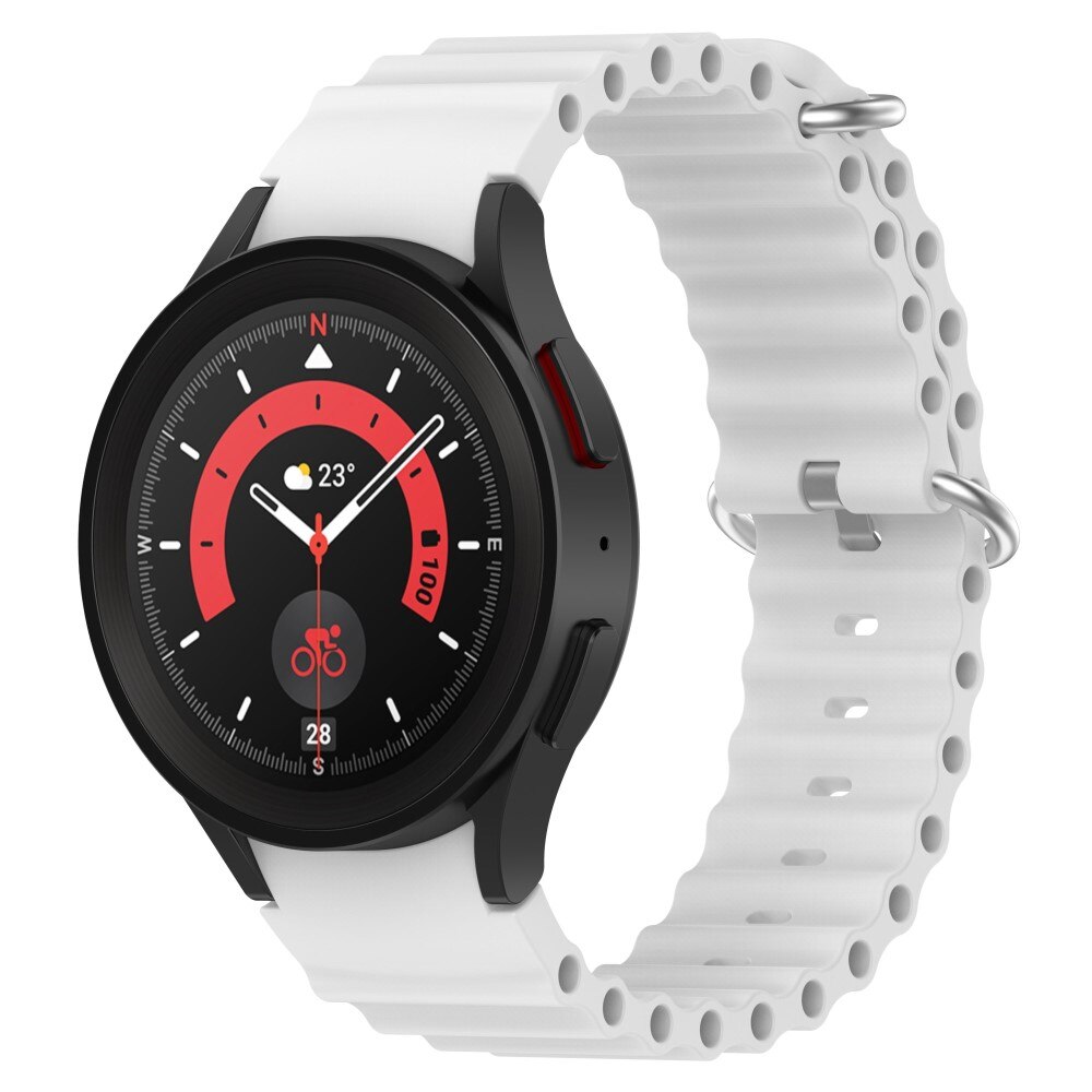 Full Fit Resistant Silikoniranneke Samsung Galaxy Watch 5 Pro 45mm valkoinen