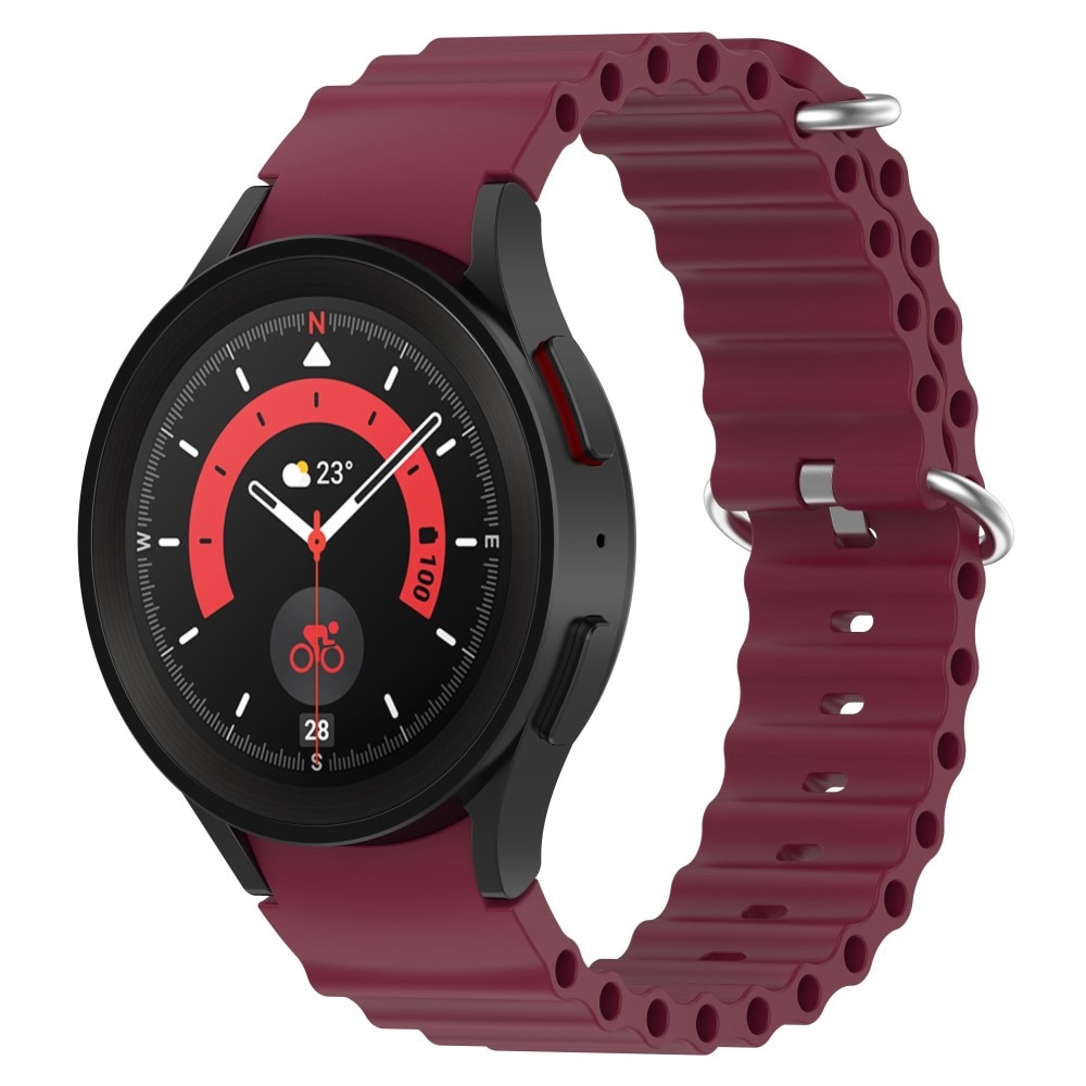 Full Fit Resistant Silikoniranneke Samsung Galaxy Watch 4 Classic 42mm viininpunainen