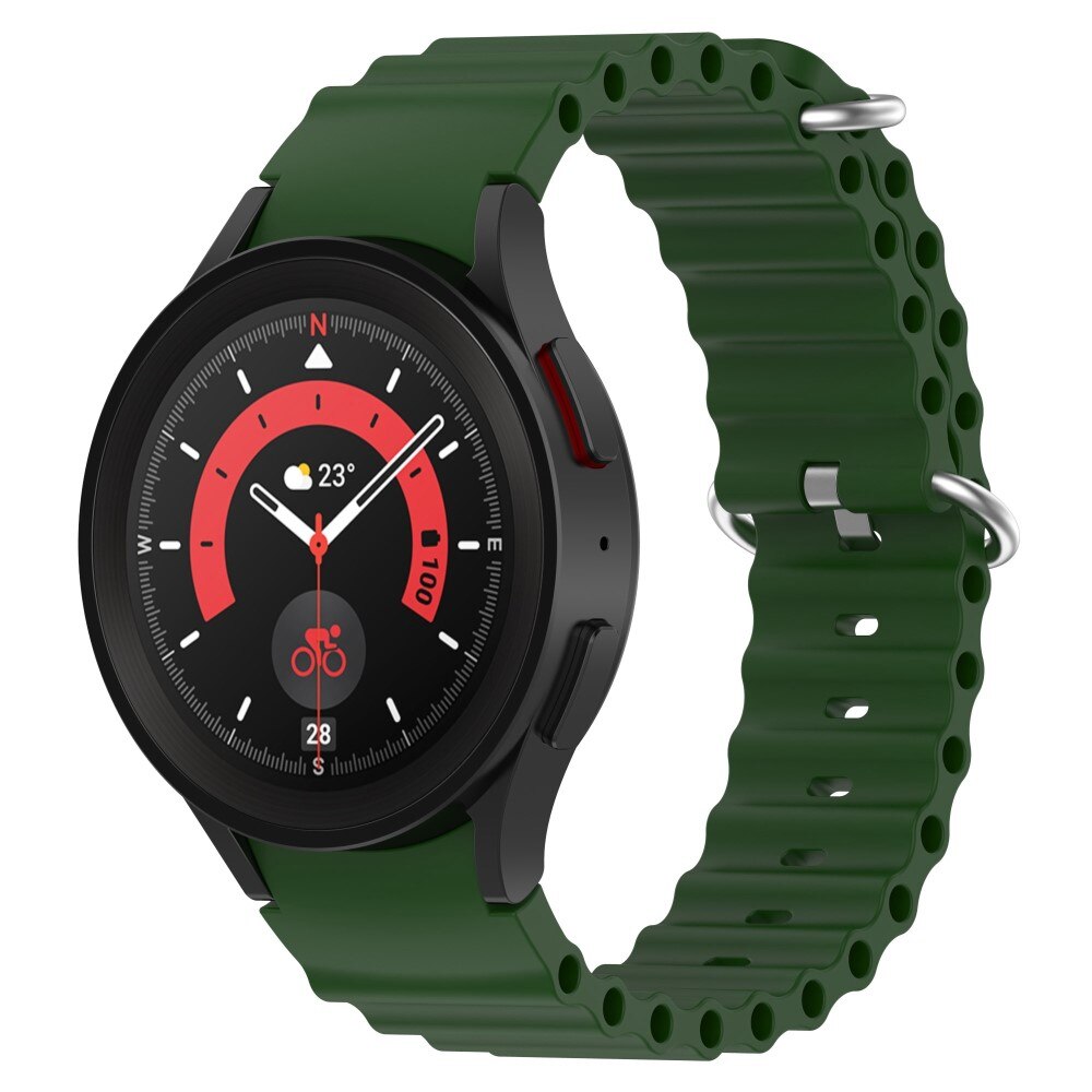 Full Fit Resistant Silikoniranneke Samsung Galaxy Watch 4 Classic 42mm tummanvihreä