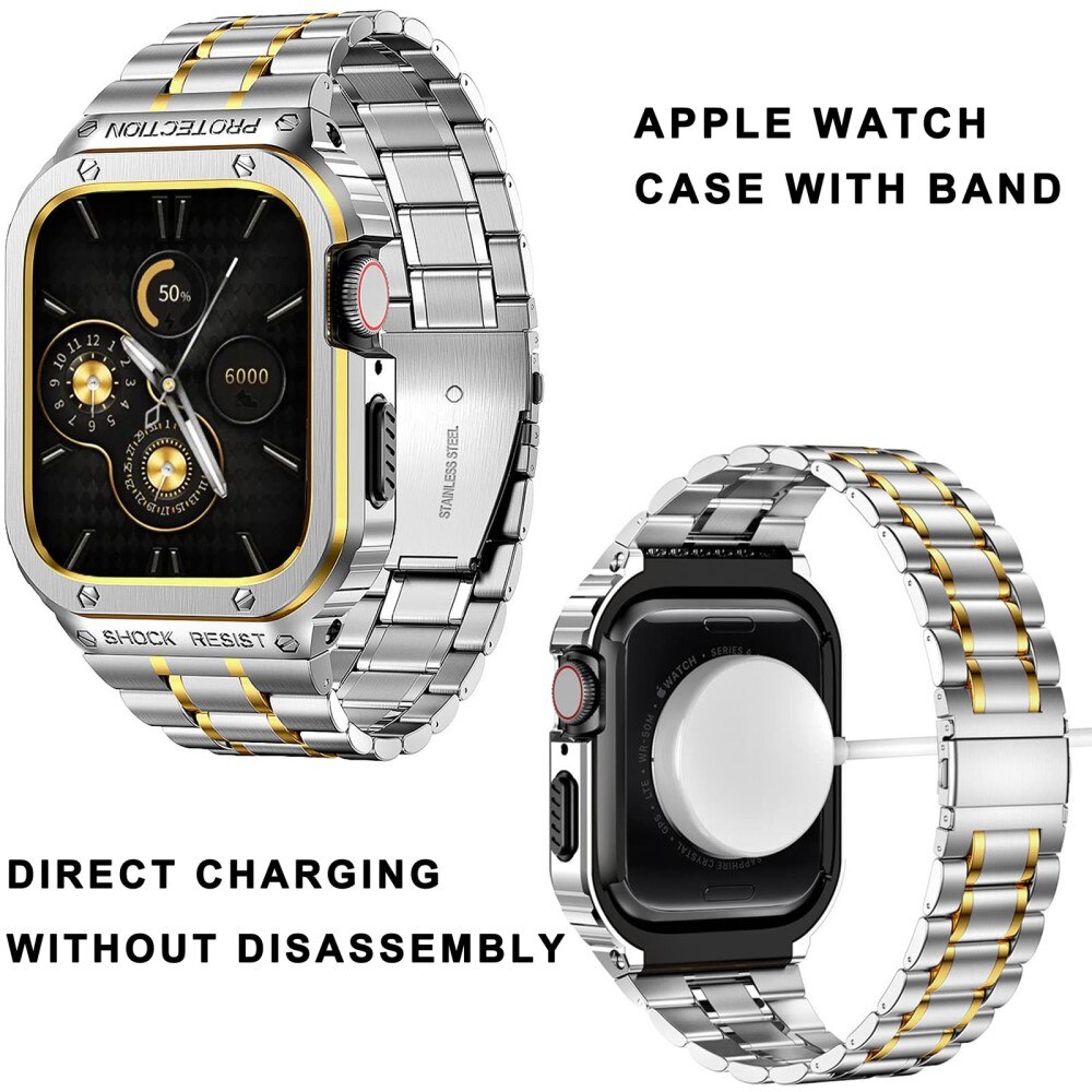 Apple Watch SE 44mm Full Metal Ranneke hopea/kulta