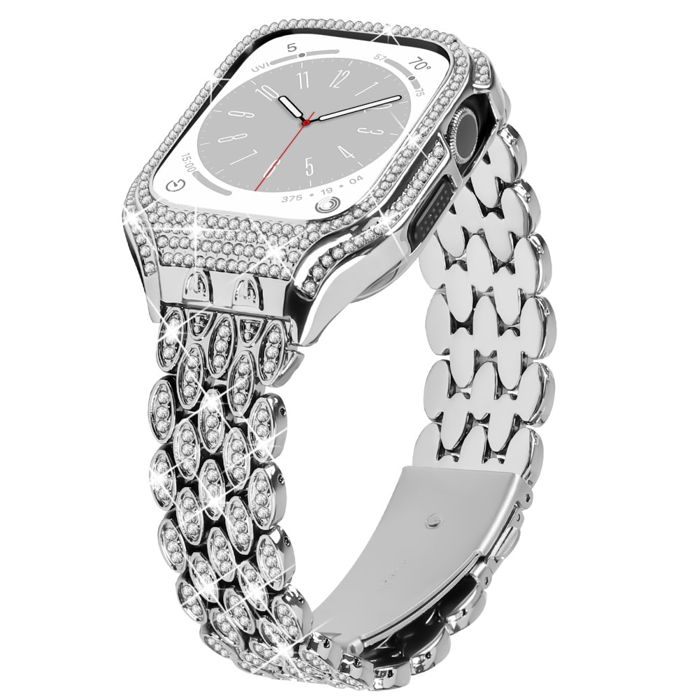 Kuori + Metalliranneke Rhinestone Apple Watch 41mm Series 9 hopea