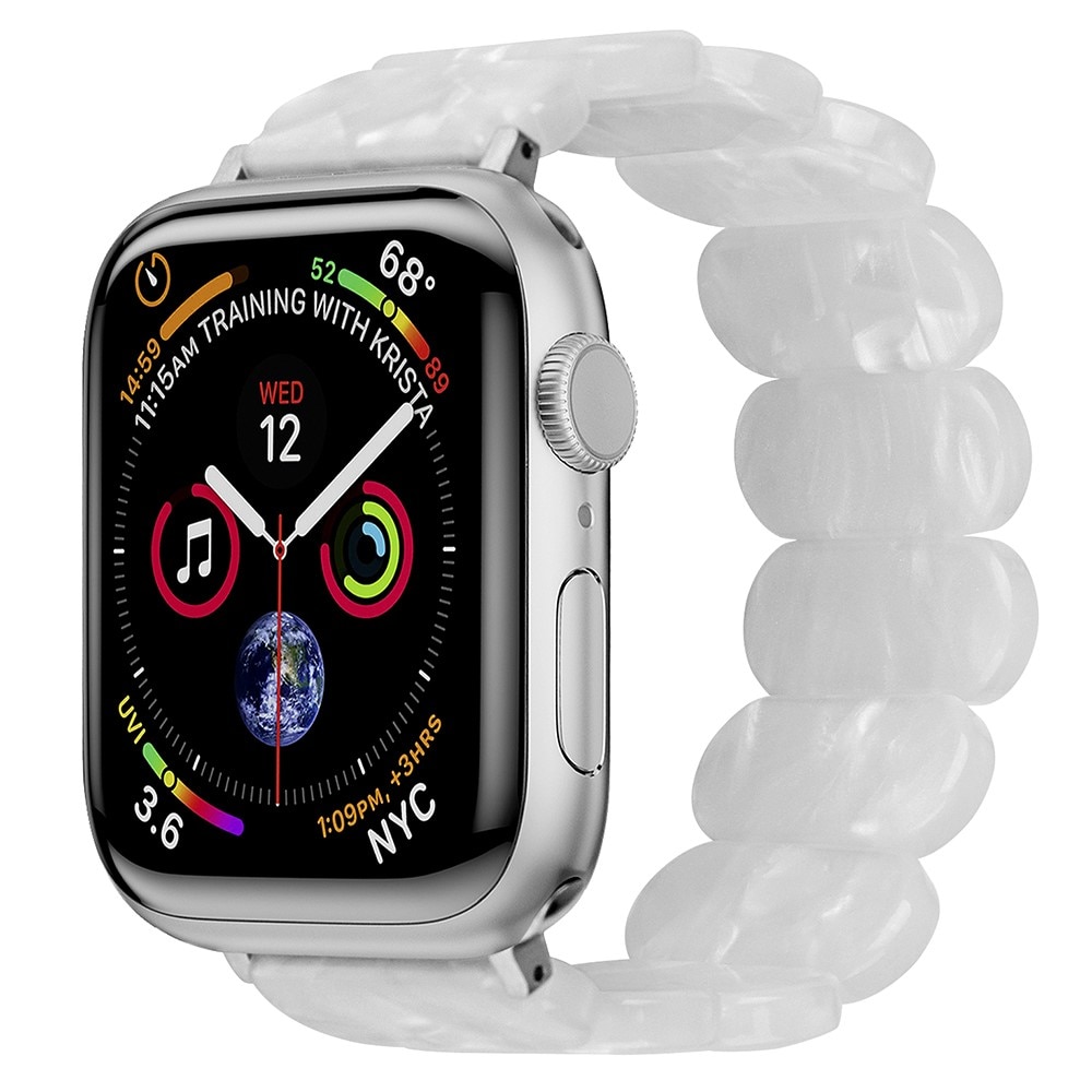Elastinen hartsi ranneke Apple Watch 45mm Series 7 helmiäisvalkoinen