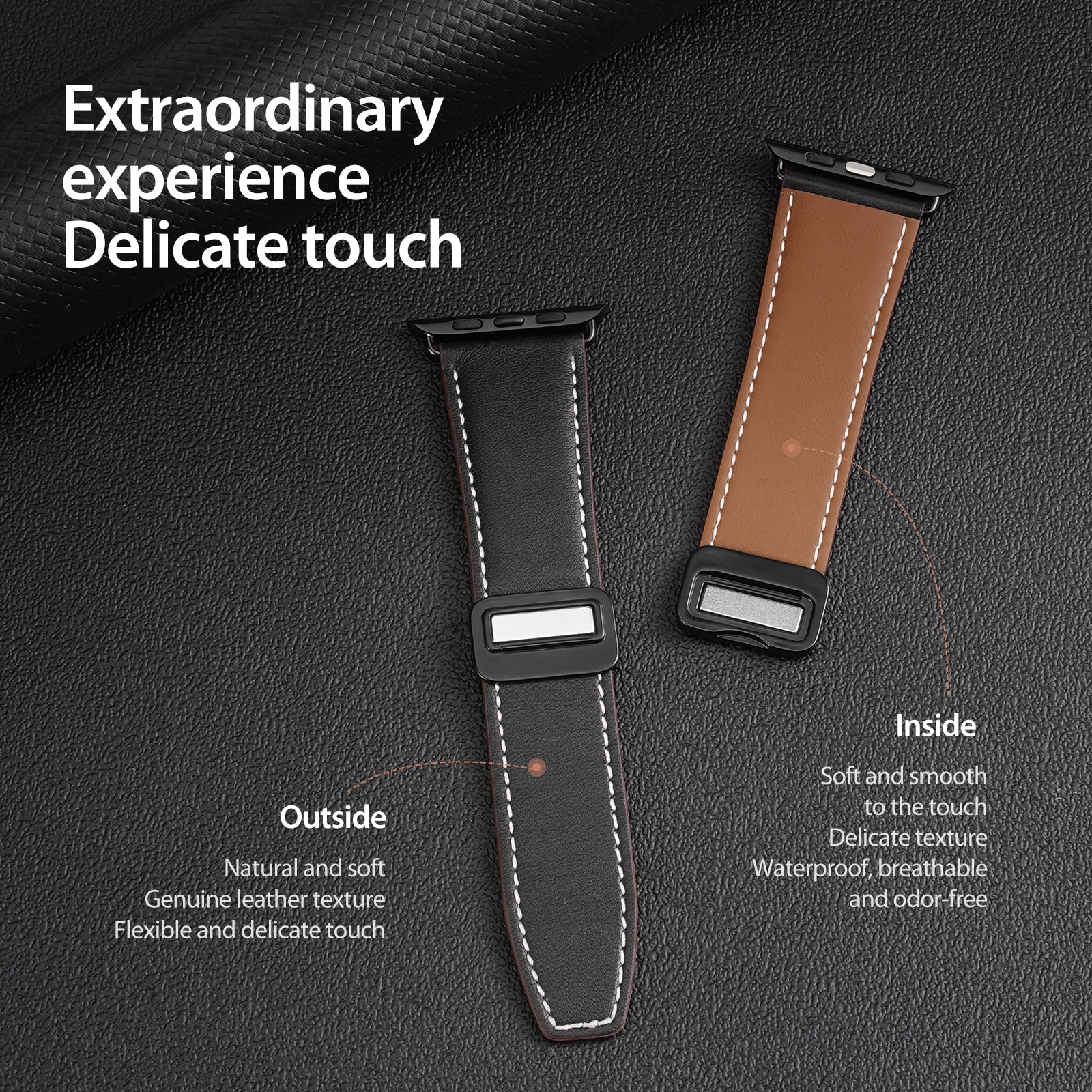 Nahkaranneke Apple Watch Series 11 42mm Musta