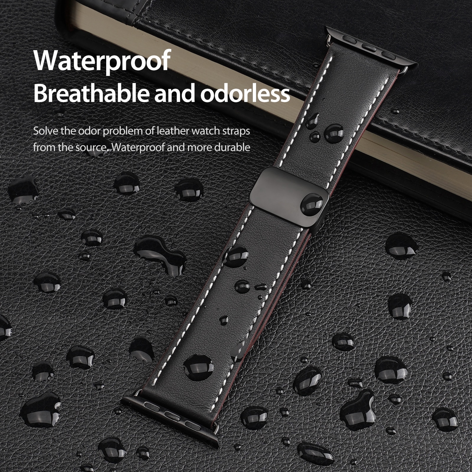 Nahkaranneke Apple Watch Series 11 42mm Musta