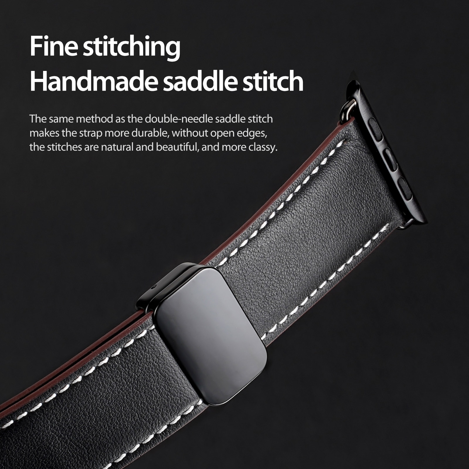 Nahkaranneke Apple Watch Series 11 42mm Musta