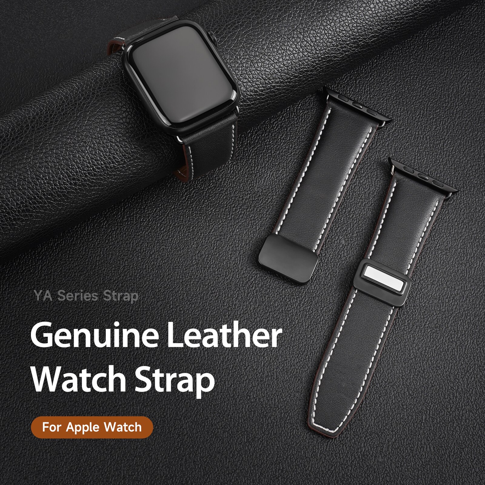 Nahkaranneke Apple Watch Series 11 42mm Musta