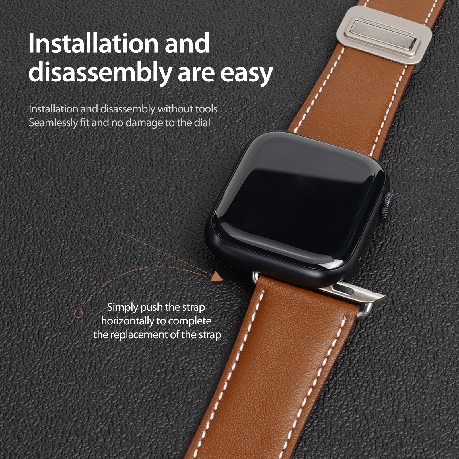 Nahkaranneke Apple Watch Series 11 46mm Ruskea