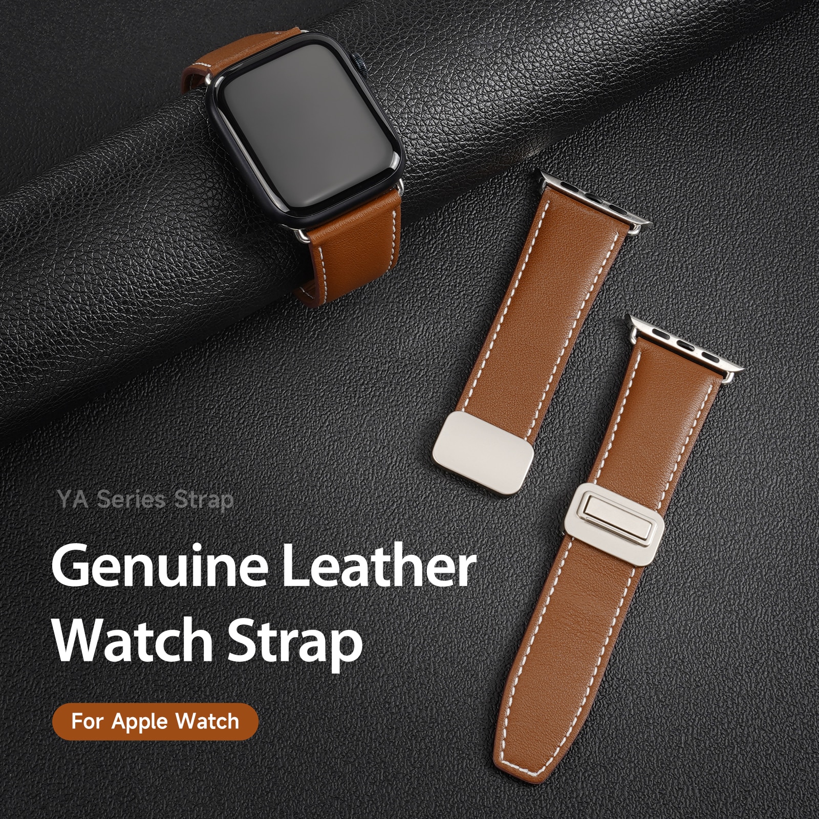 Nahkaranneke Apple Watch Series 11 46mm Ruskea