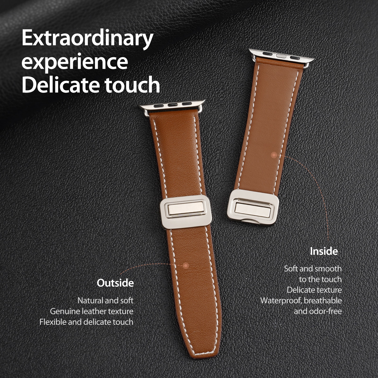 Nahkaranneke Apple Watch Series 11 46mm Ruskea