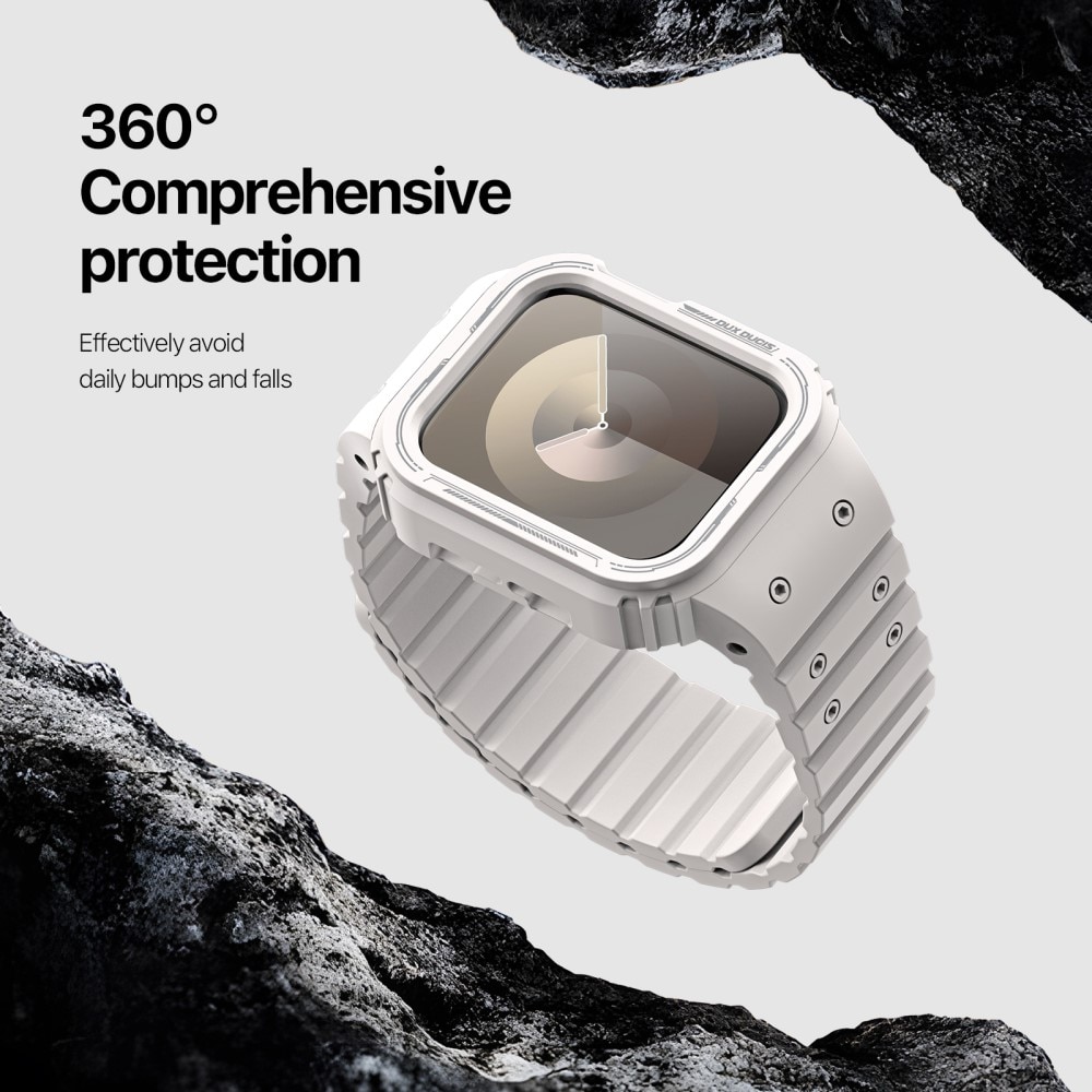 OA Series Kuori + Silikoniranneke Apple Watch 41mm Series 9 valkoinen