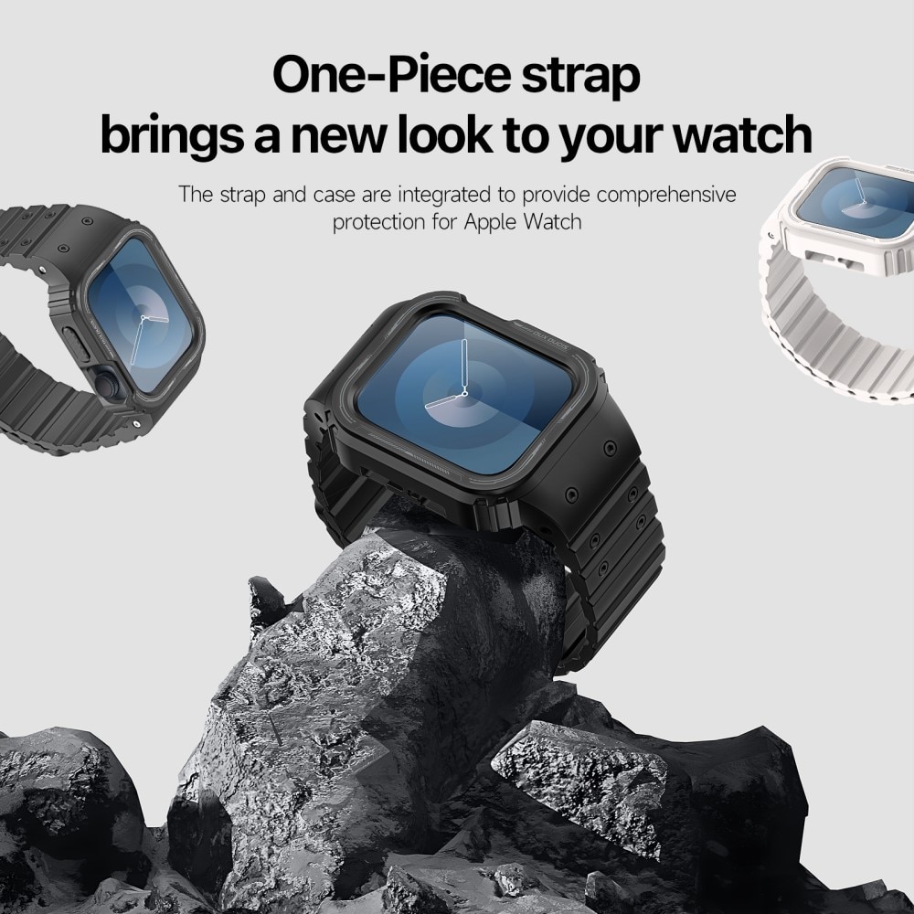 OA Series Kuori + Silikoniranneke Apple Watch SE 44mm musta