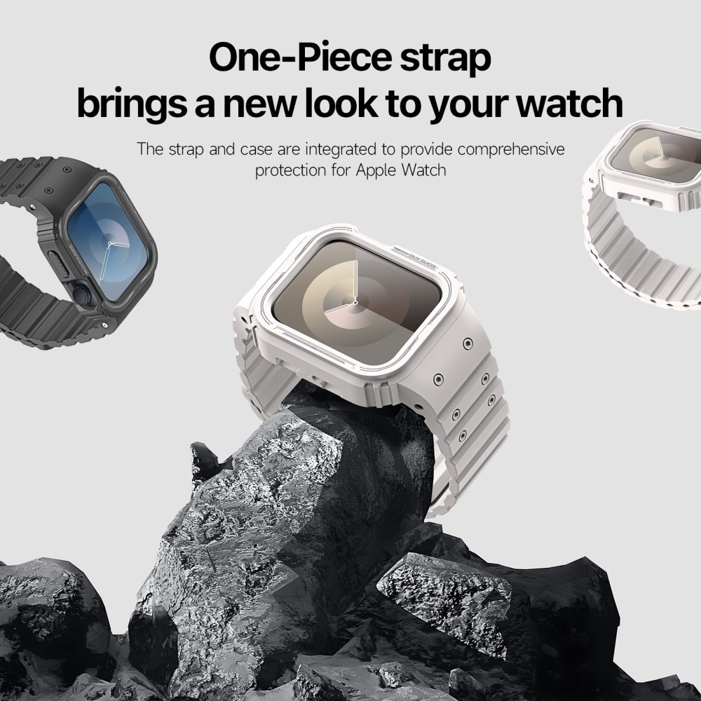 OA Series Kuori + Silikoniranneke Apple Watch 45mm Series 9 valkoinen