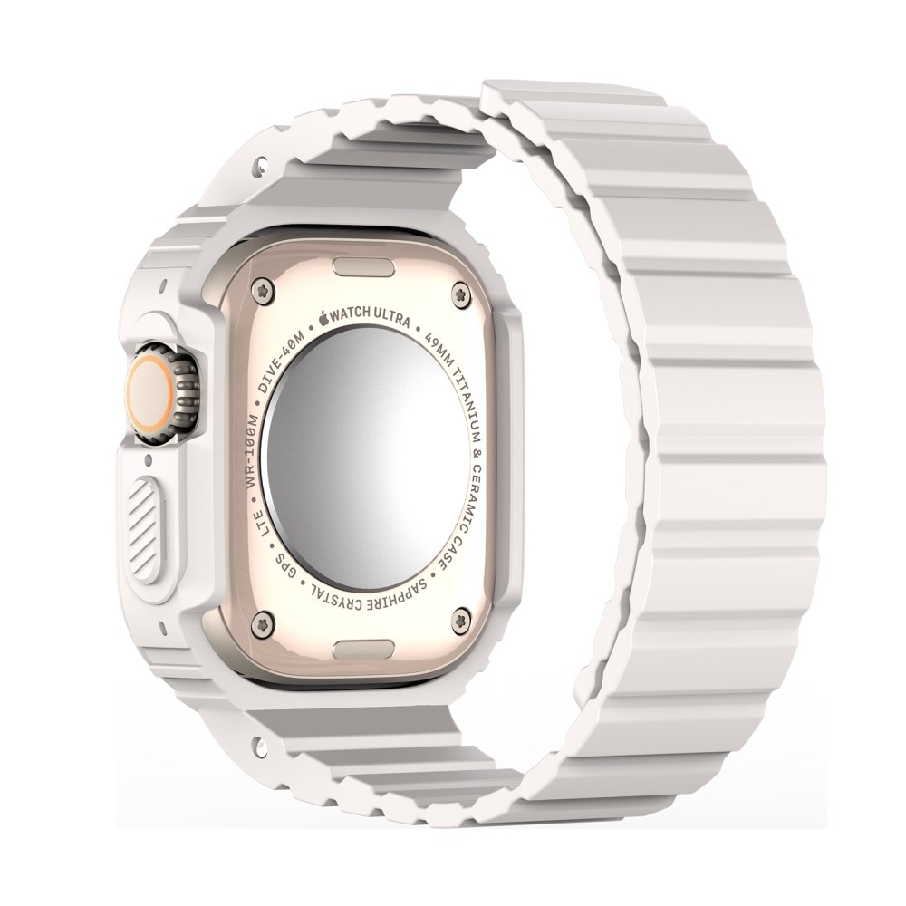 OA Series Kuori + Silikoniranneke Apple Watch Ultra 2 49mm valkoinen