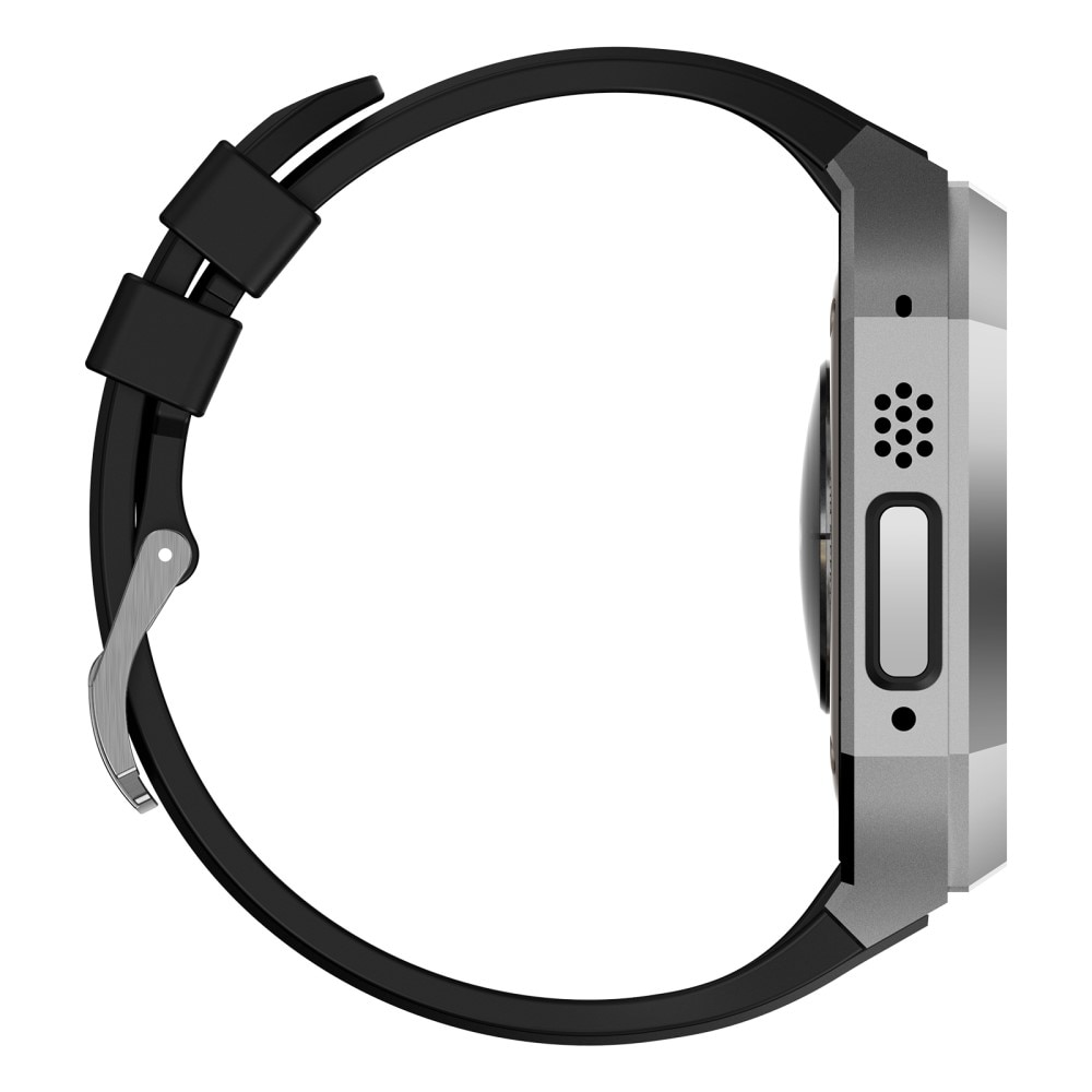 Apple Watch Ultra 49mm Stainless Steel Kuori + Ranneke hopea/musta