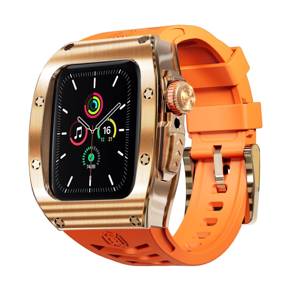 High Brushed Metal Case w Strap Apple Watch 44mm Rose/Orange