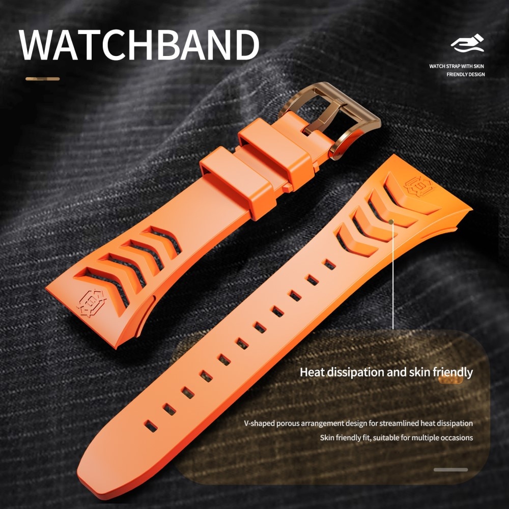 High Brushed Metal Case w Strap Apple Watch 45mm Series 8 Rose/Orange