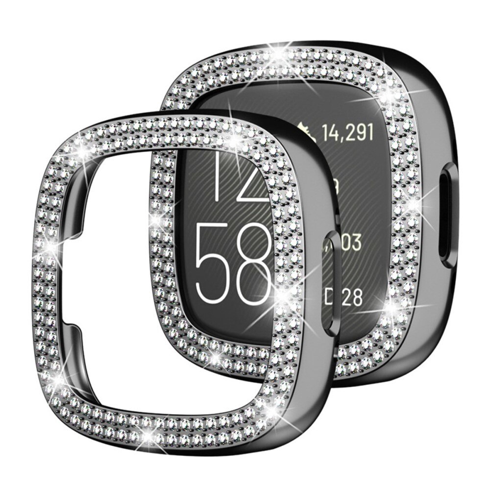 Fitbit Versa 4/Sense 2 Rhinestone Kuoret musta