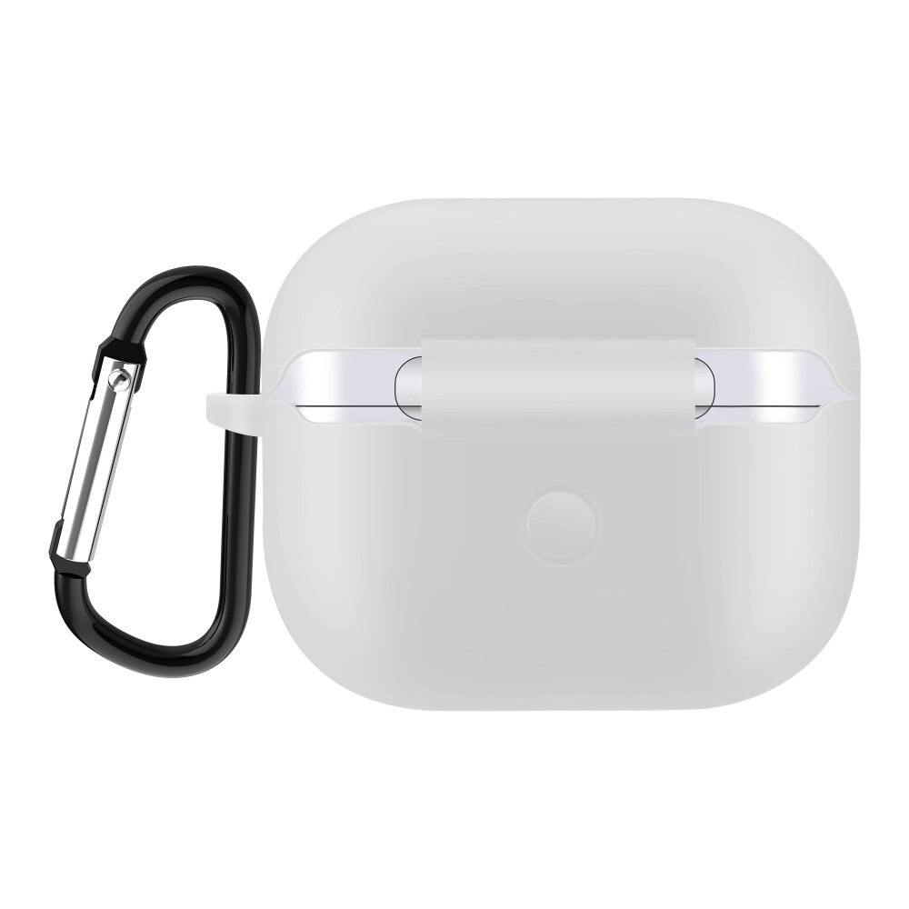 Silikonikotelo karabiinilla Apple AirPods 3 valkoinen