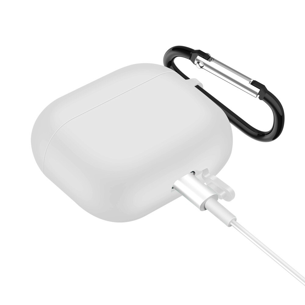 Silikonikotelo karabiinilla Apple AirPods 3 valkoinen