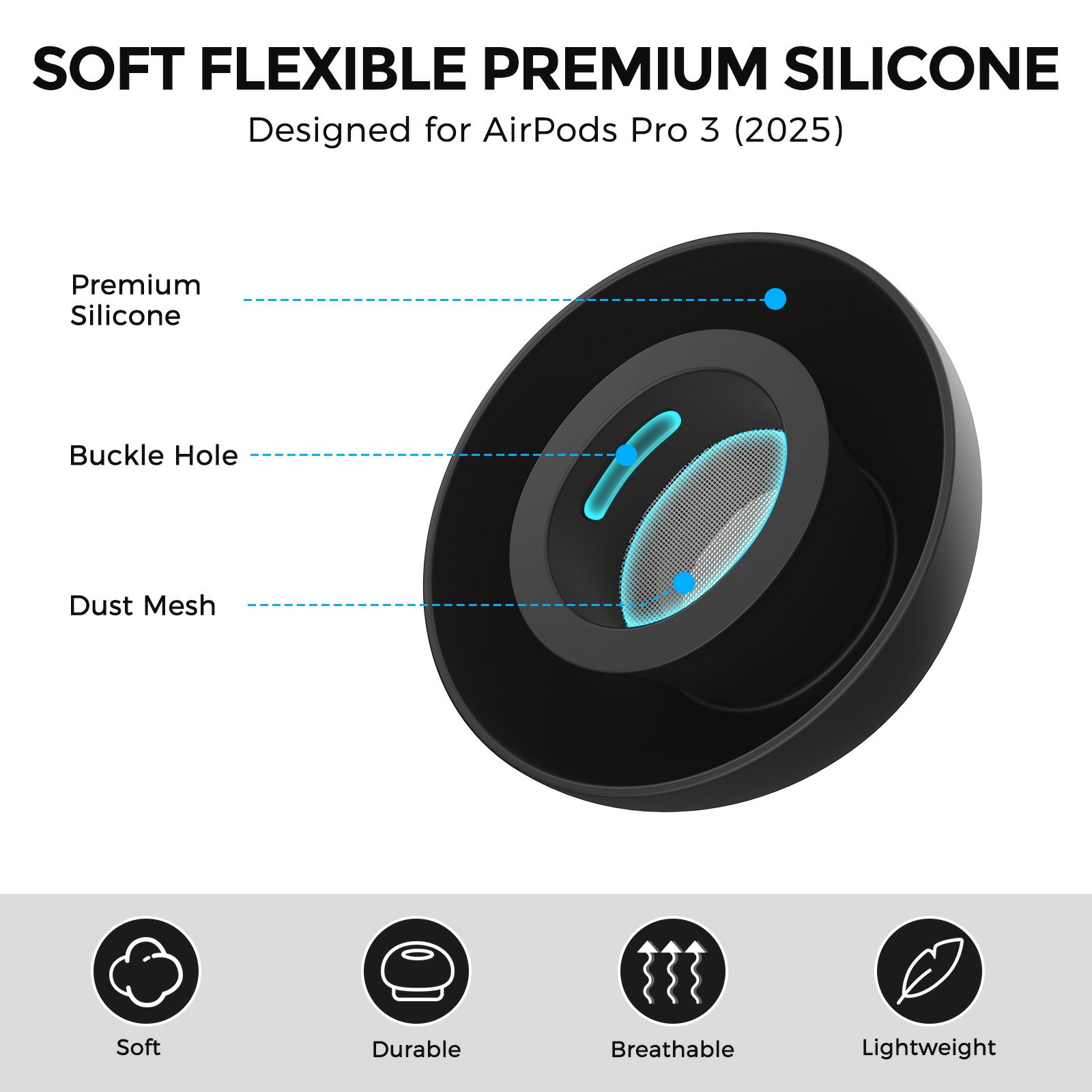 Ear Tips Apple AirPods Pro 3 Musta (Medium)