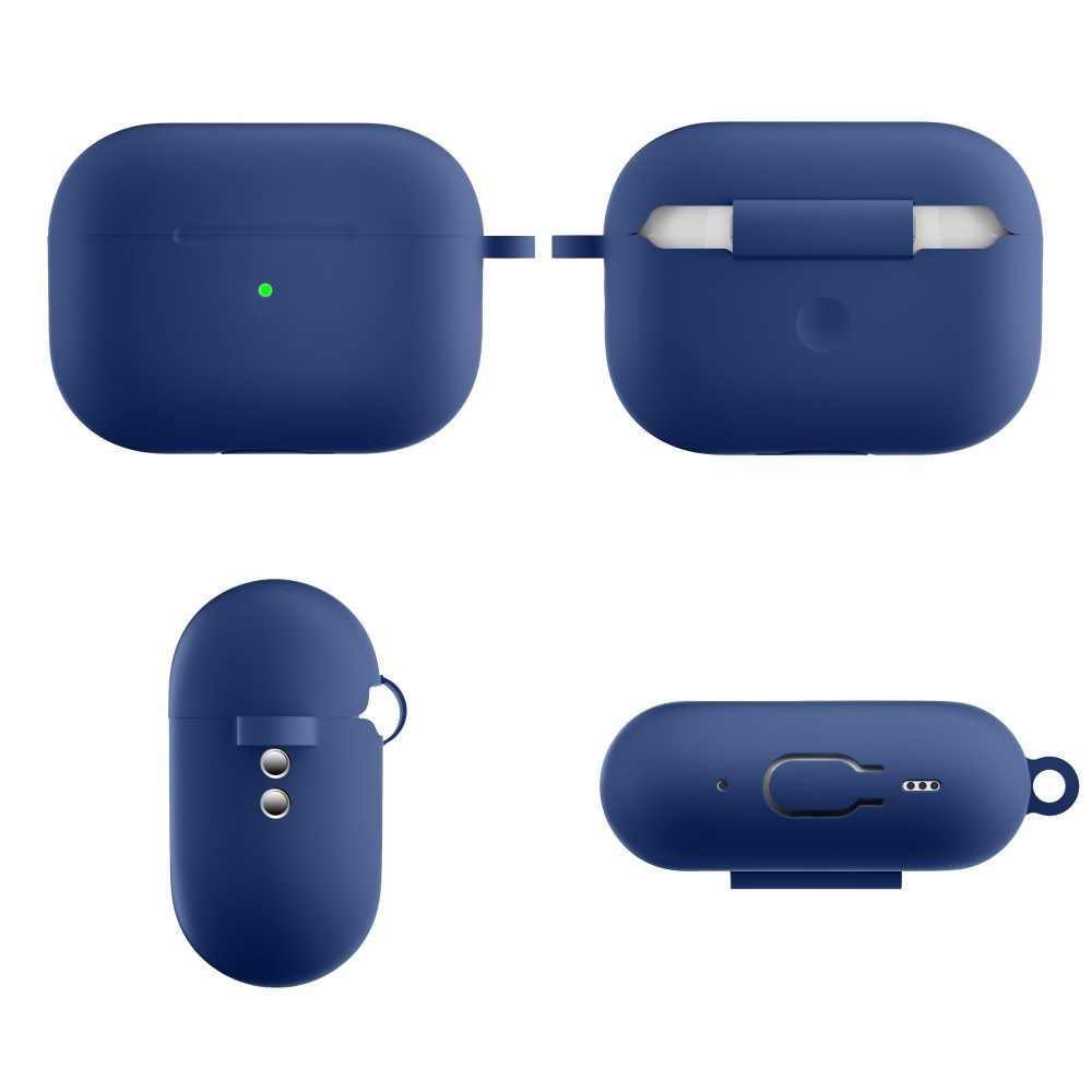 Silikonikotelo karabiinilla Apple AirPods Pro 2 sininen
