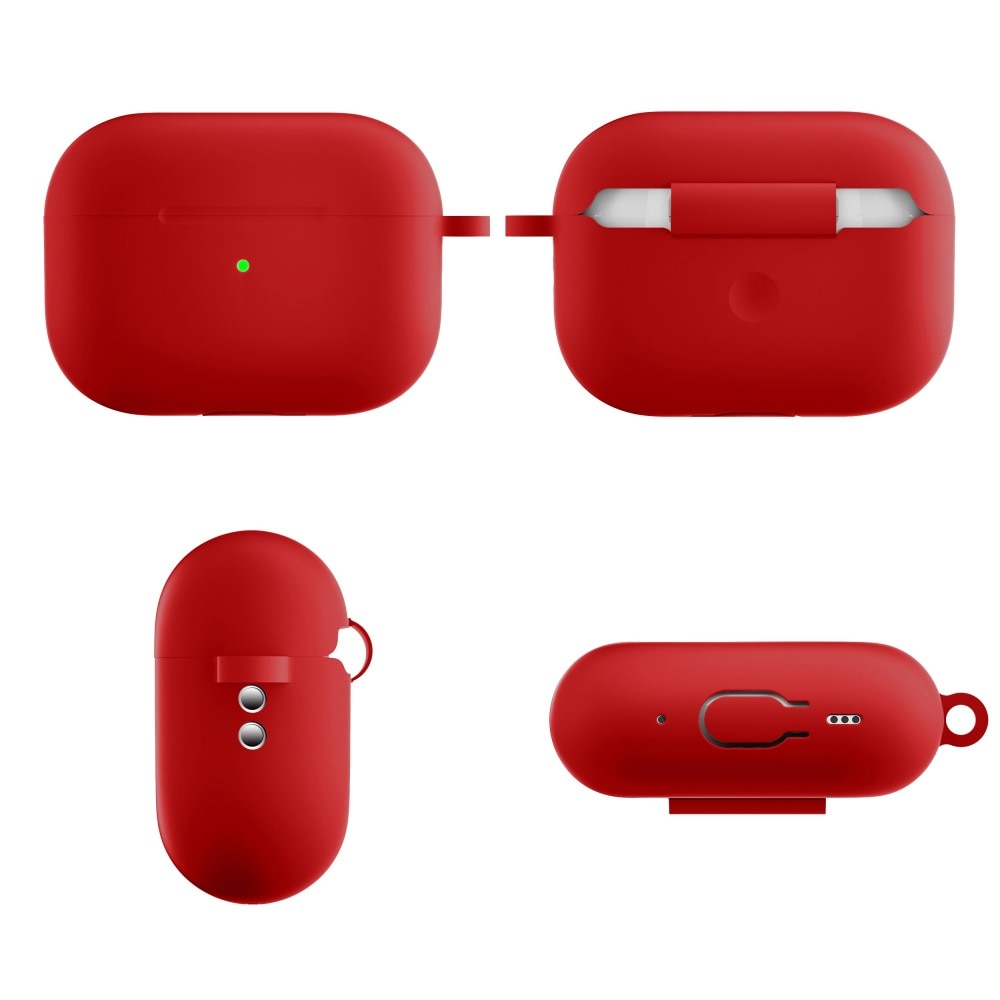 Silikonikotelo karabiinilla Apple AirPods Pro 2 punainen