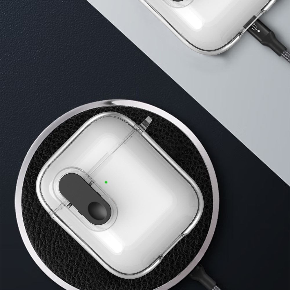 Apple AirPods Kotelo karabiinikoukulla ja lukolla läpinäkyvä