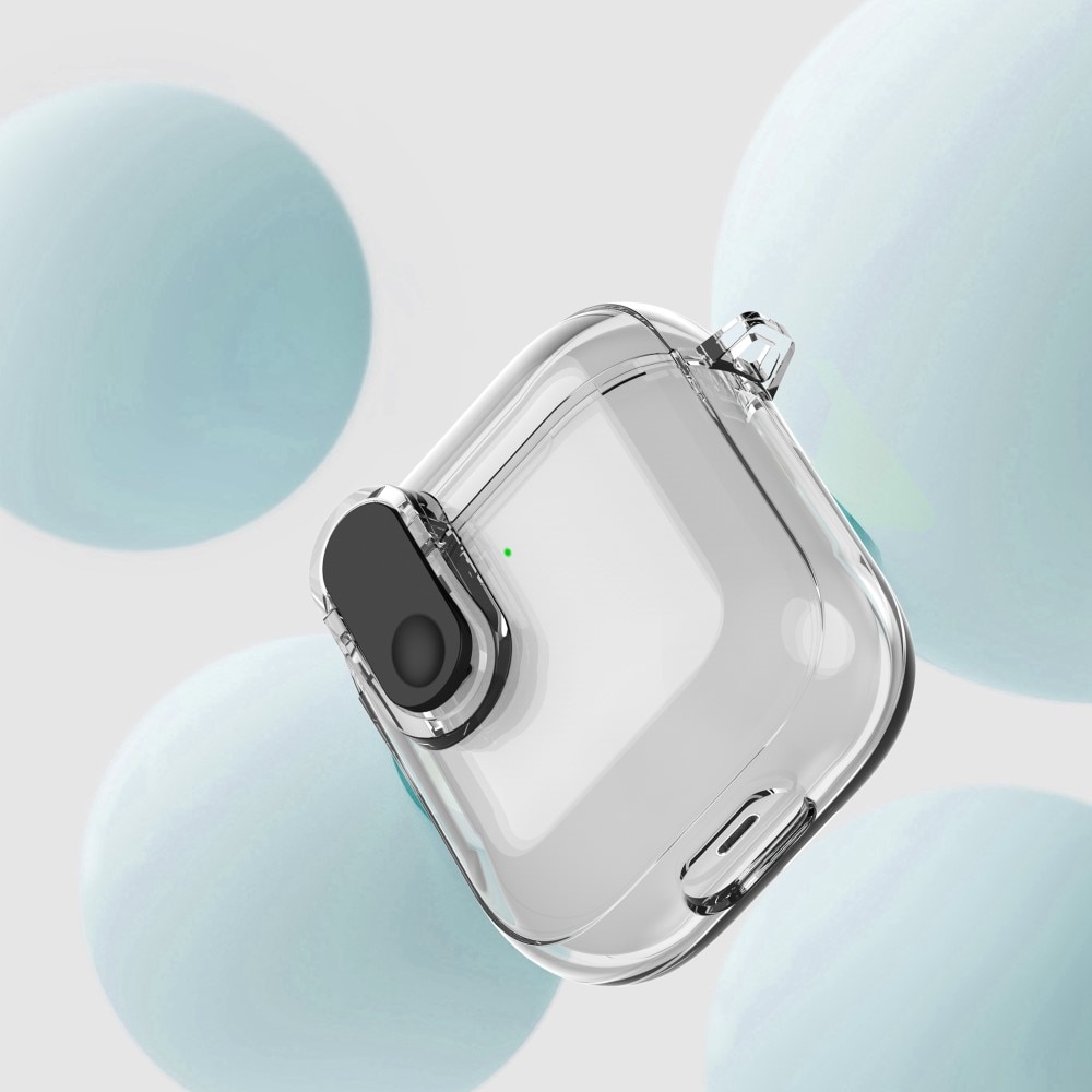 Apple AirPods Kotelo karabiinikoukulla ja lukolla läpinäkyvä