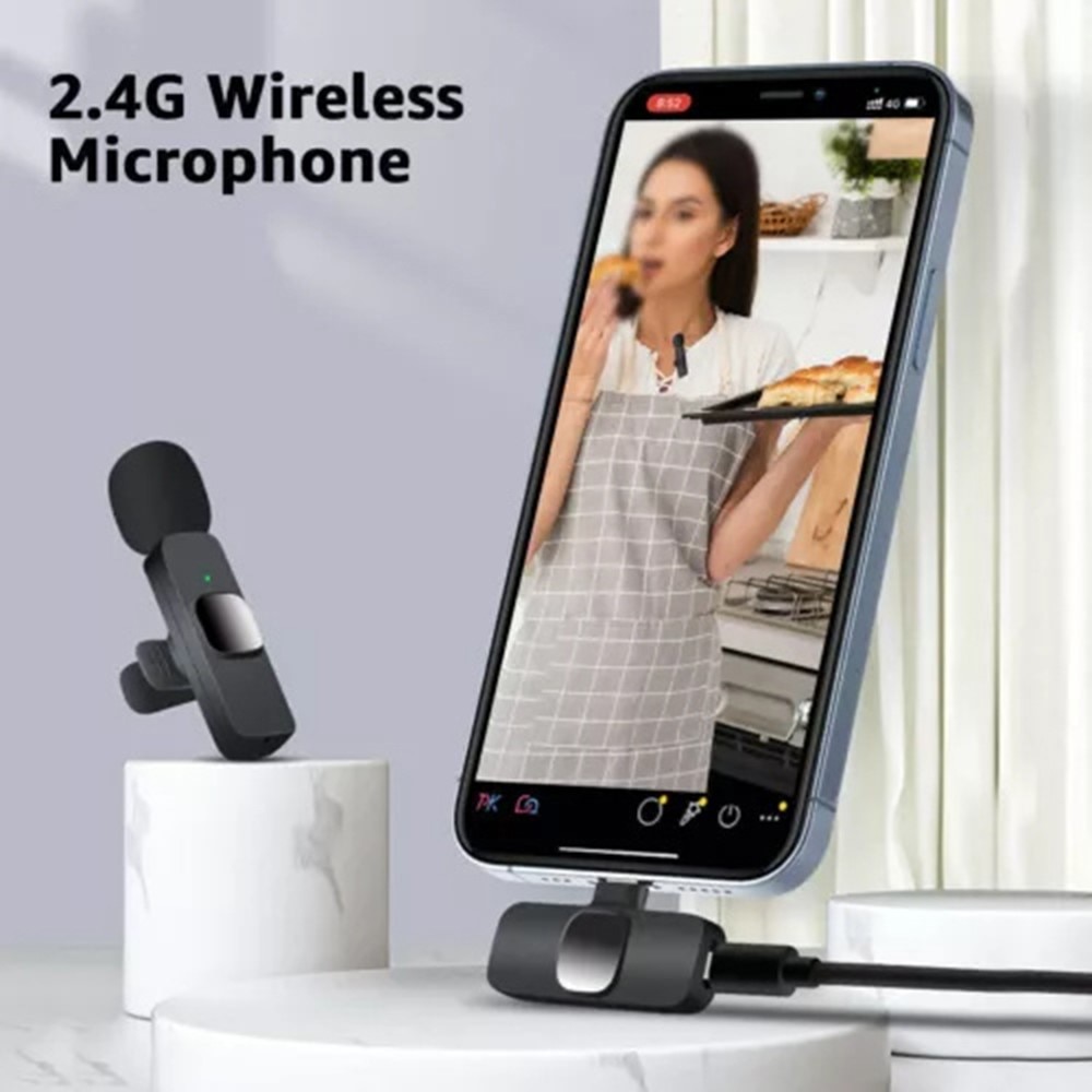 2 langatonta mikrofonia USB-C-vastaanottimella musta