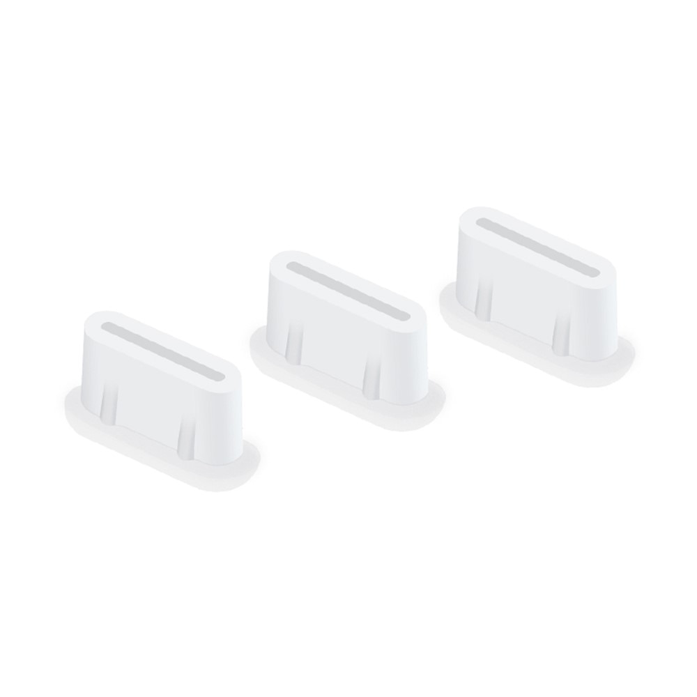 3-pack Dust Plug Silikoni USB-C valkoinen