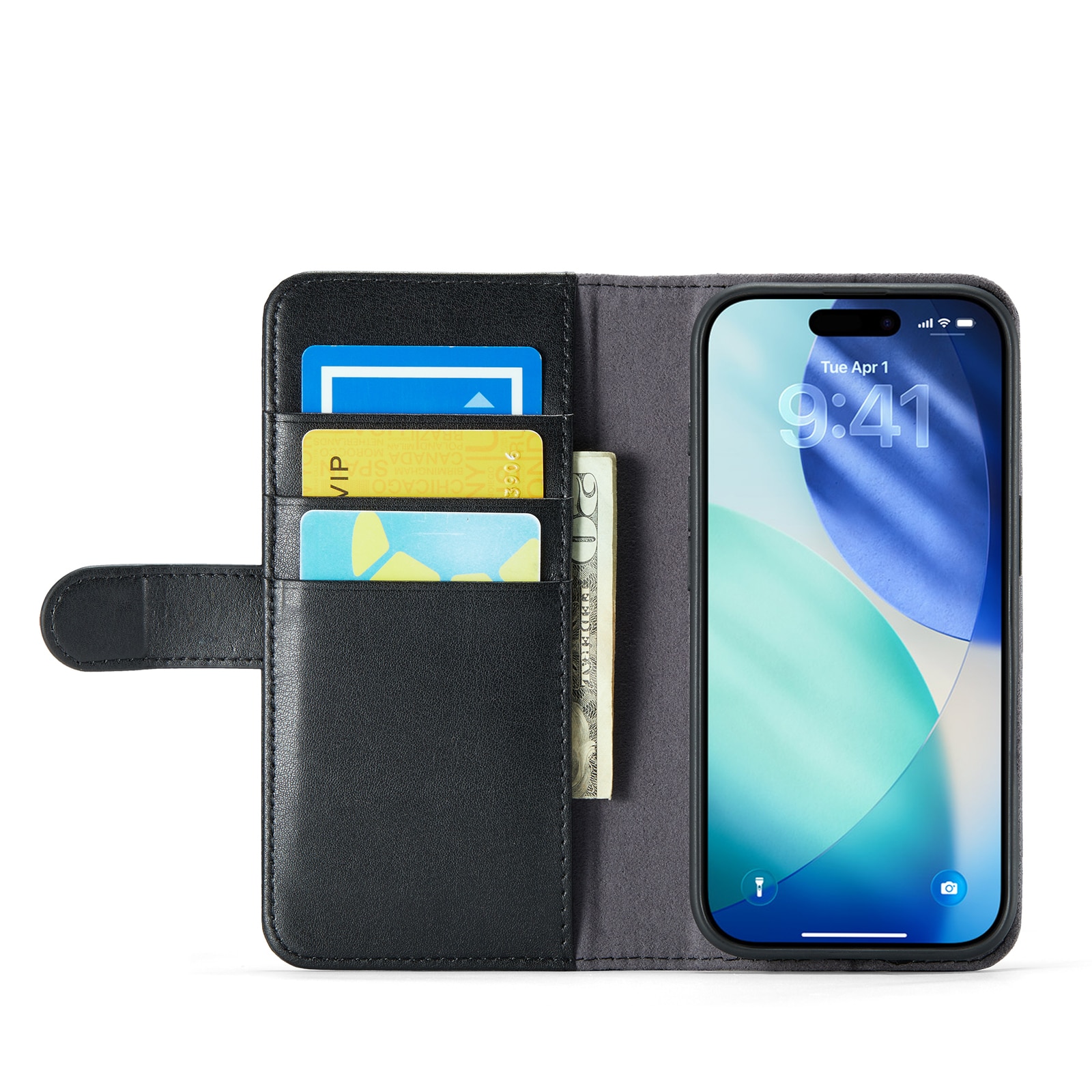 Aito Nahkakotelo iPhone 17 Musta
