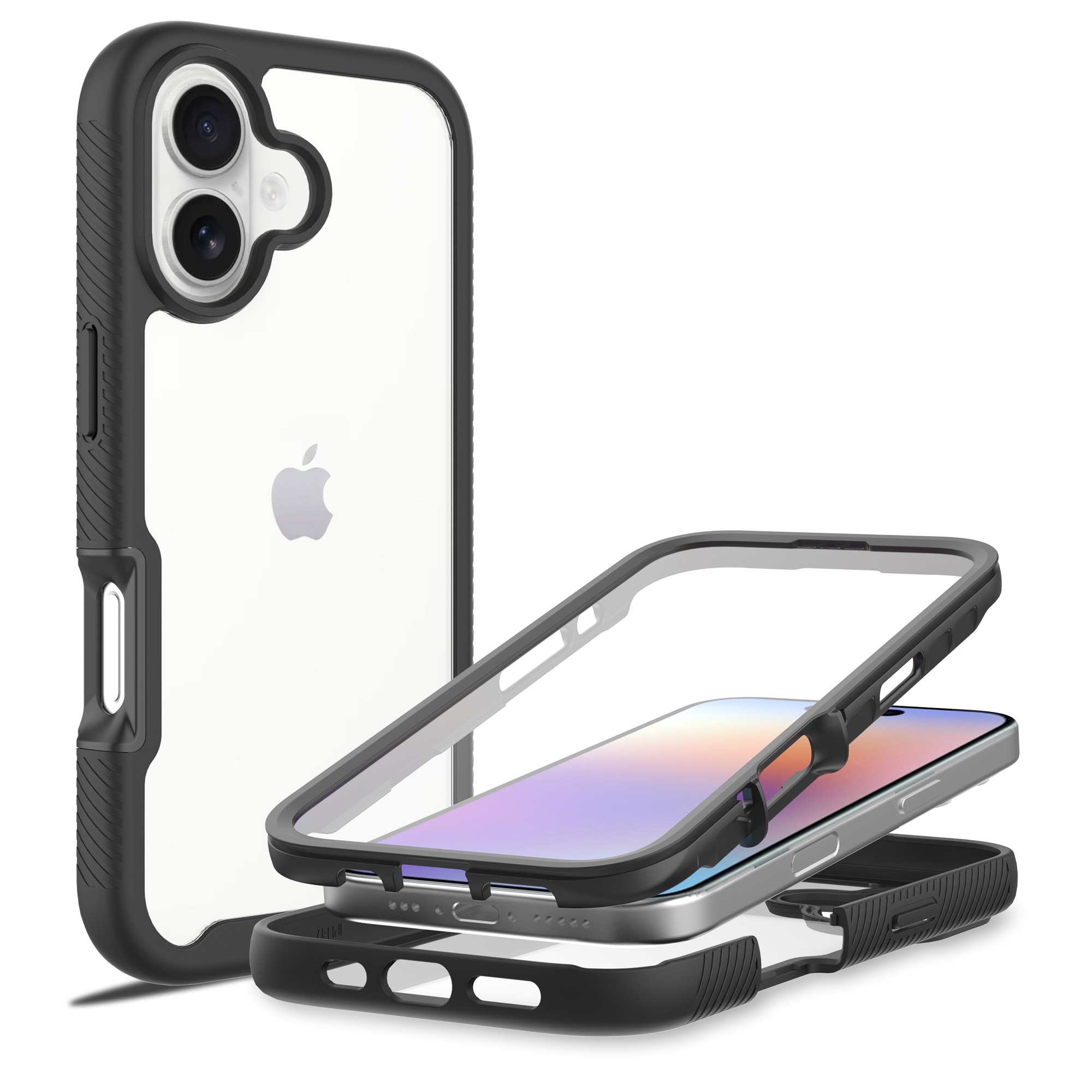 Full Protection Case iPhone 17 Musta/läpinäkyvä