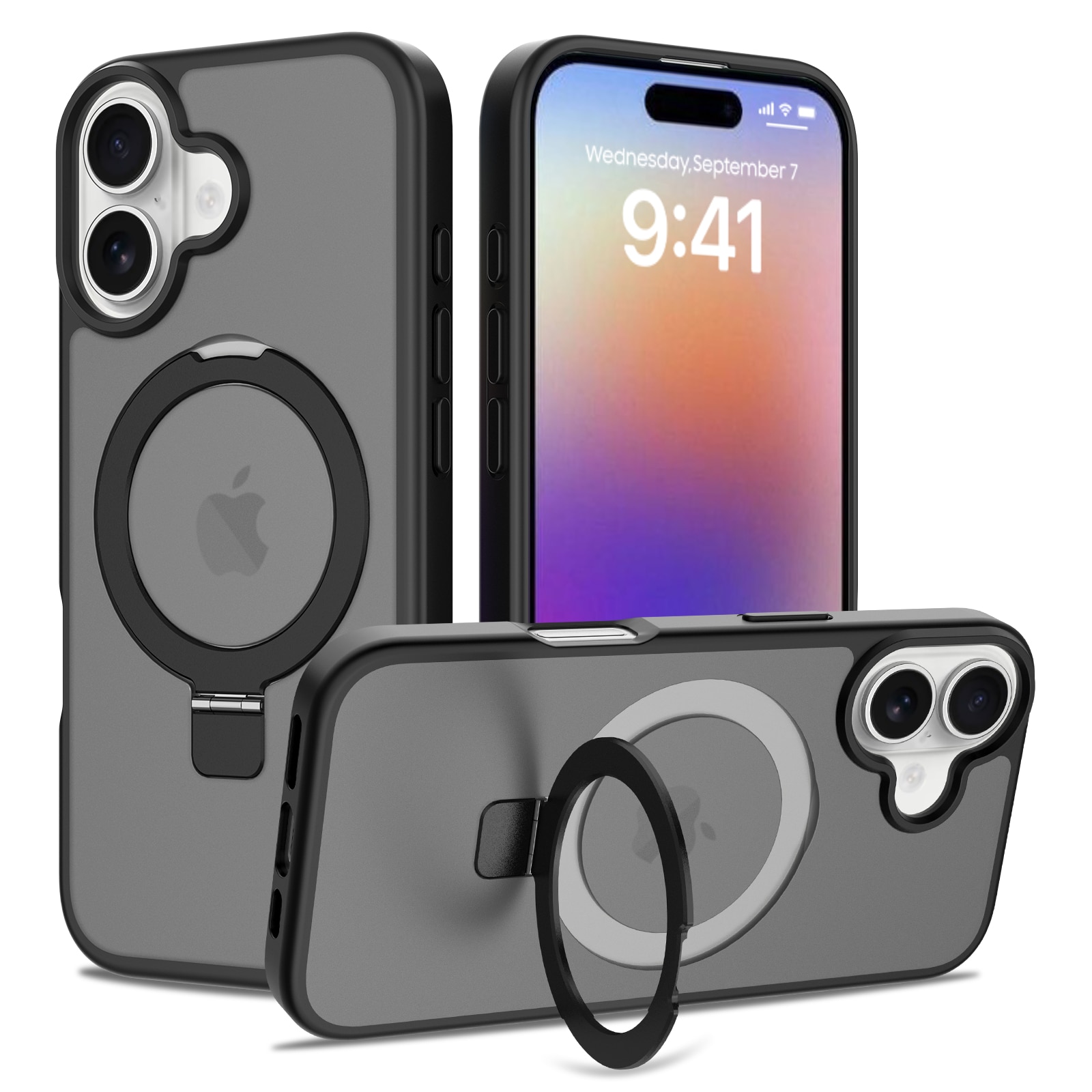 Hybridikuori Magnetic Ring iPhone 17 Musta