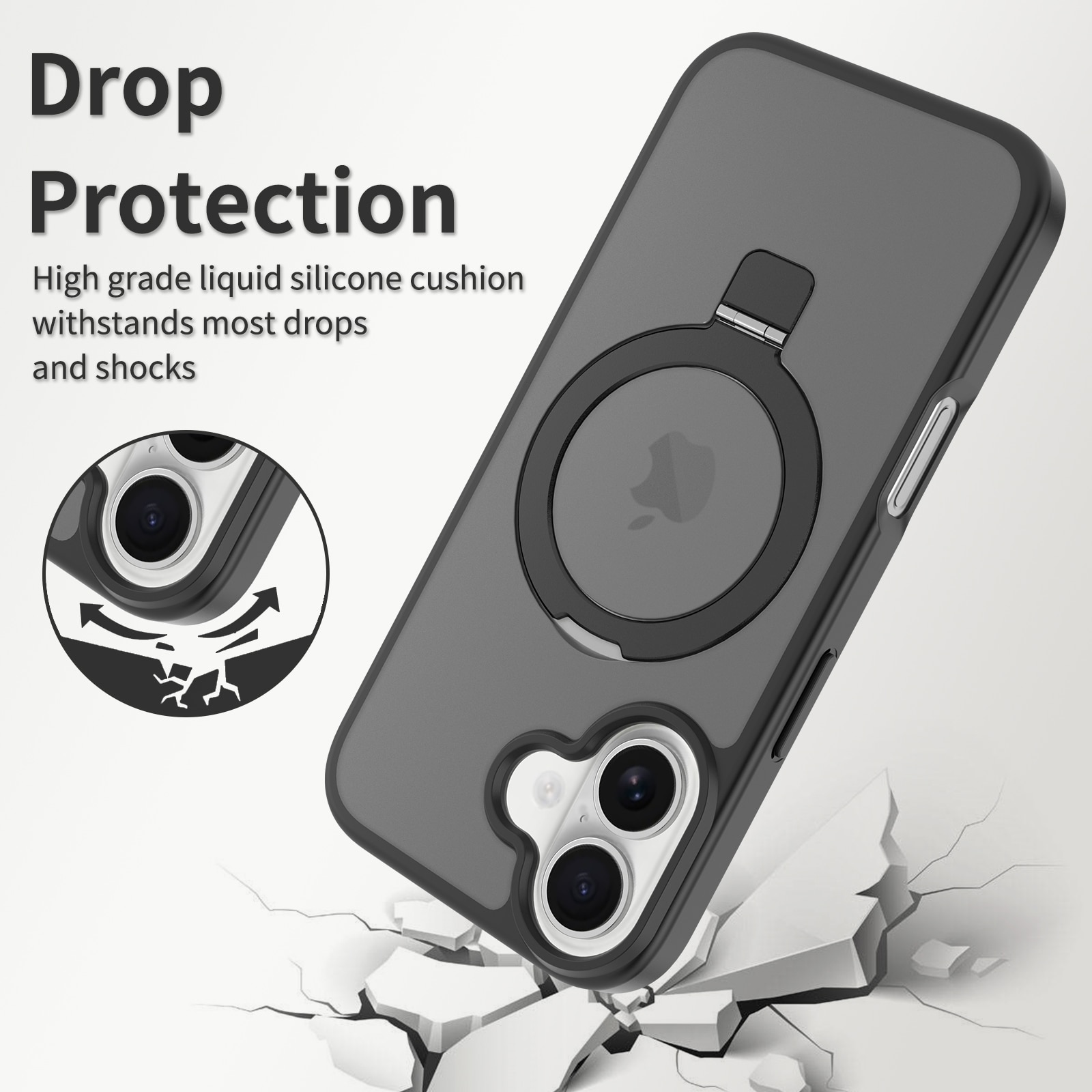 Hybridikuori Magnetic Ring iPhone 17 Musta