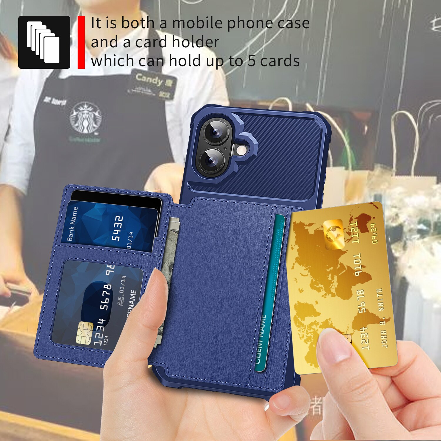 Tough Multi-slot Case iPhone 17 Sininen