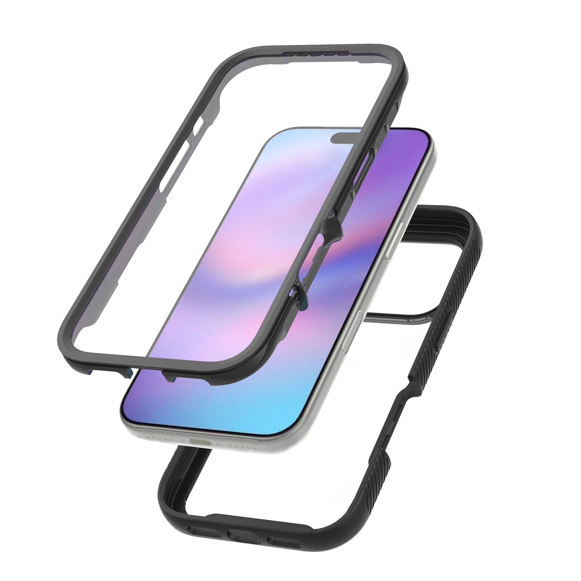 Full Protection Case iPhone 17 Pro Max Musta/läpinäkyvä