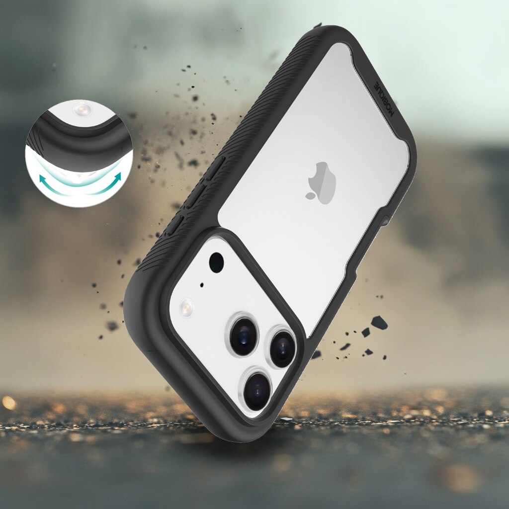 Full Protection Case iPhone 17 Pro Max Musta/läpinäkyvä