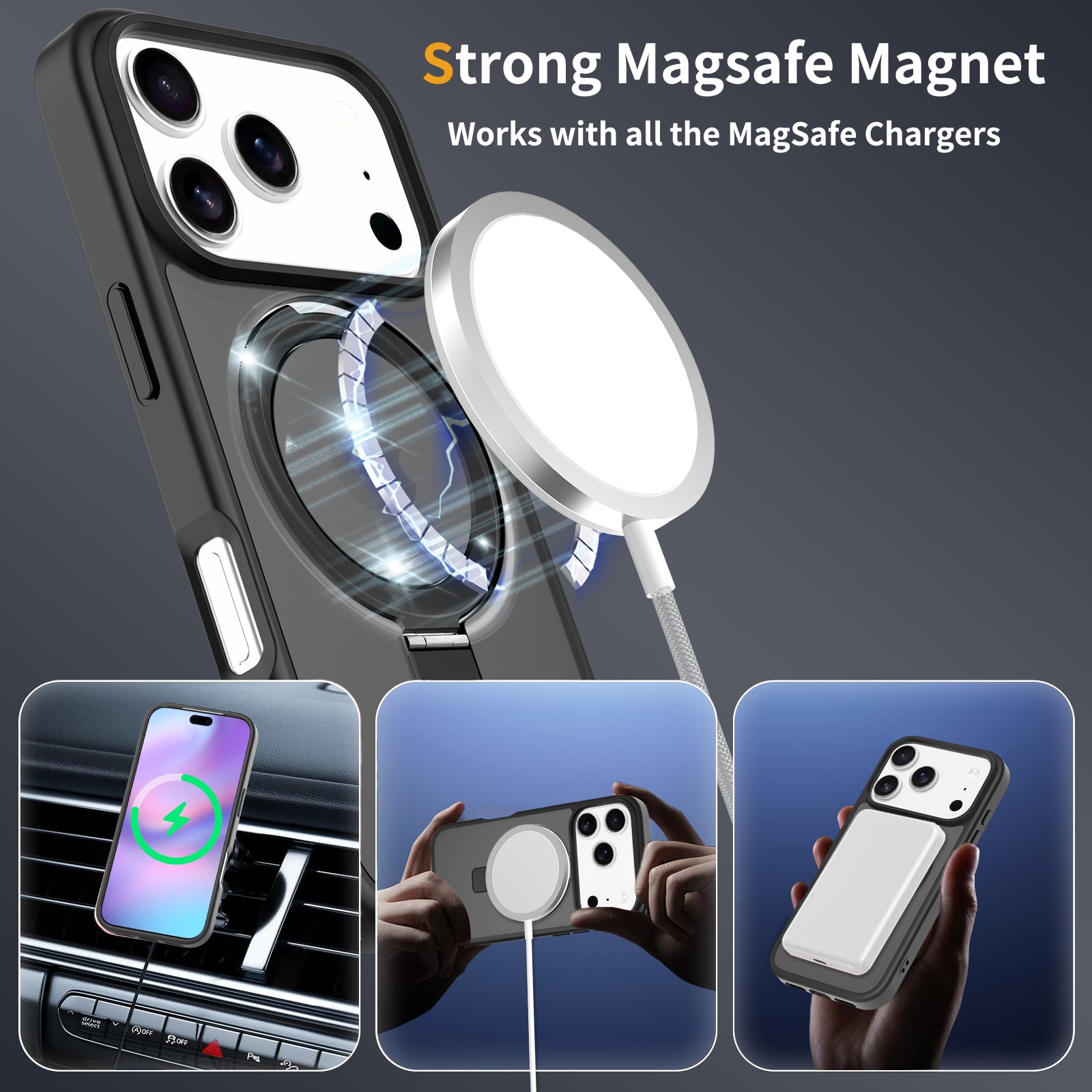 Hybridikuori Magnetic Ring iPhone 17 Pro Max Musta