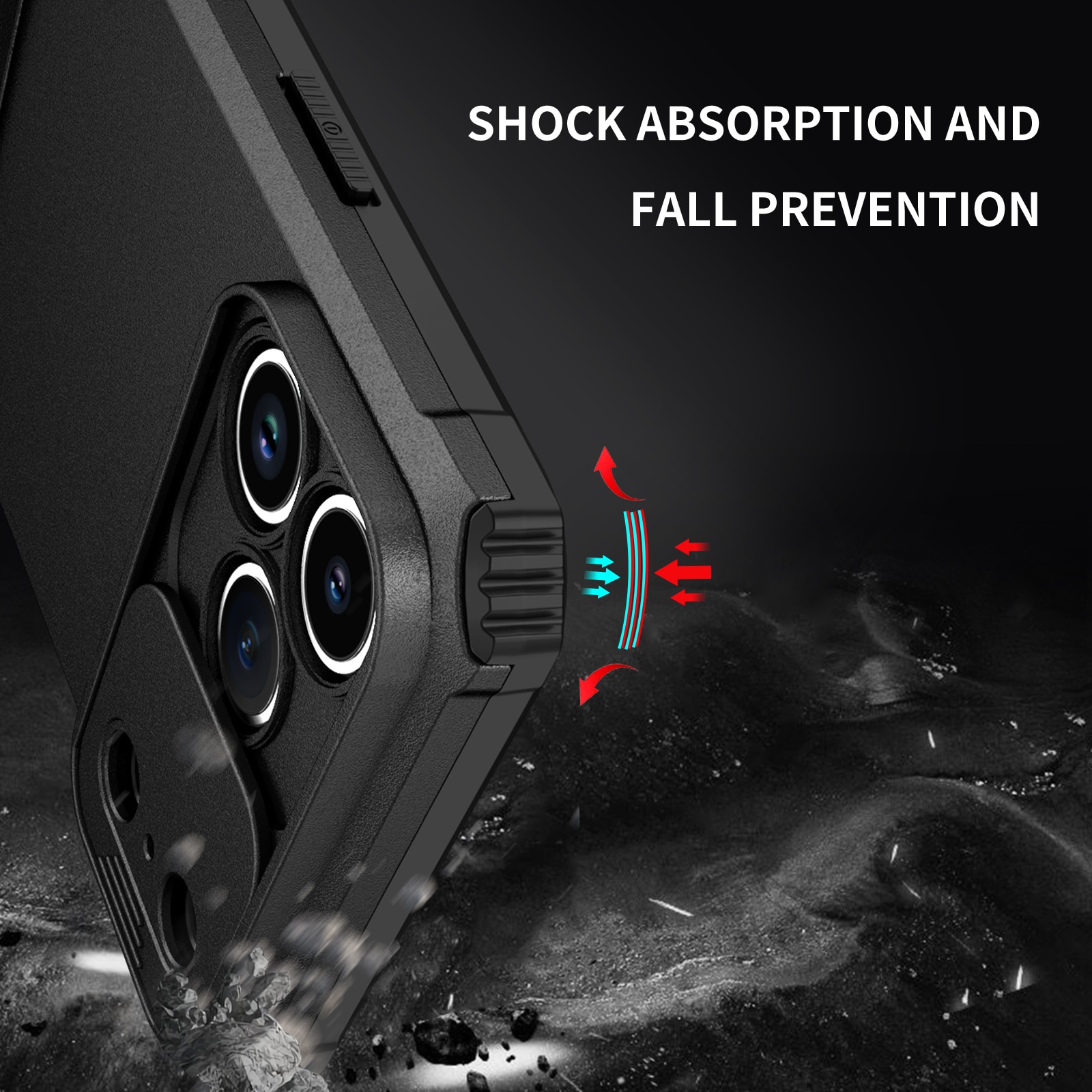 iPhone 17 Pro Max Kickstand Kotelo Kamerasuojalla Musta