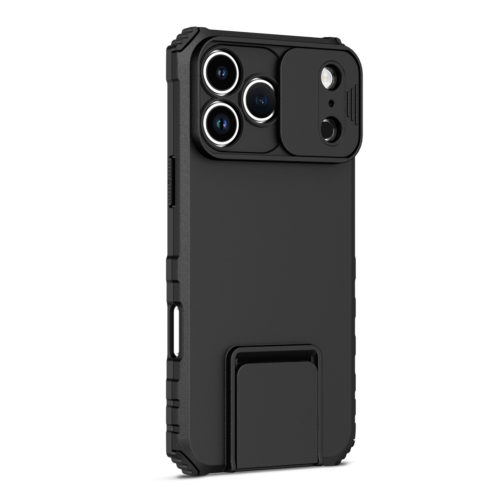 iPhone 17 Pro Max Kickstand Kotelo Kamerasuojalla Musta