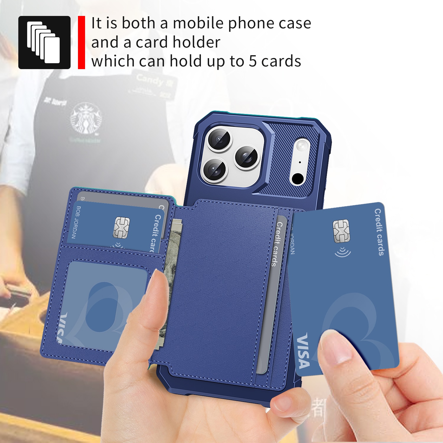 Tough Multi-slot Case iPhone 17 Pro Max Sininen
