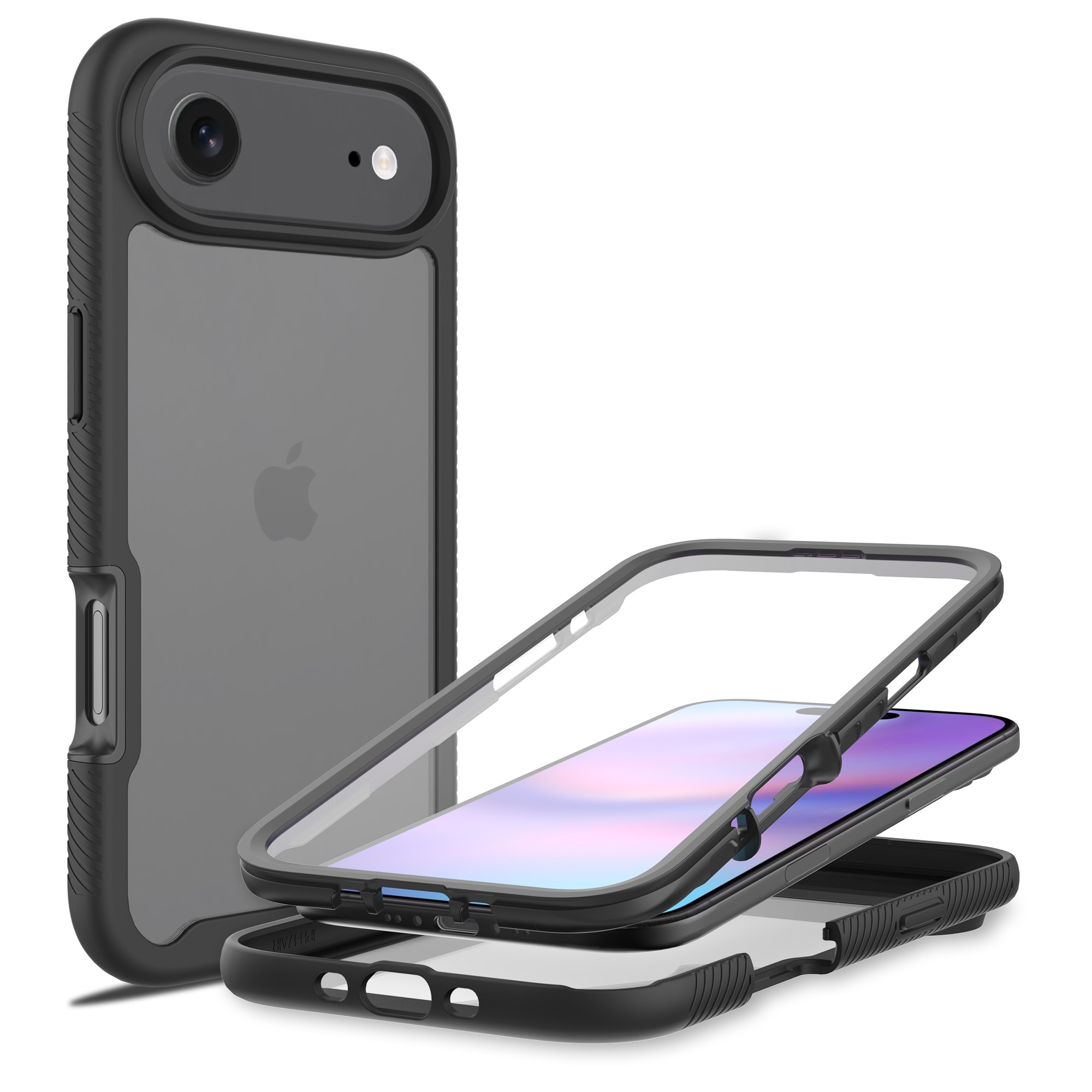 Full Protection Case iPhone 17 Air Musta/läpinäkyvä