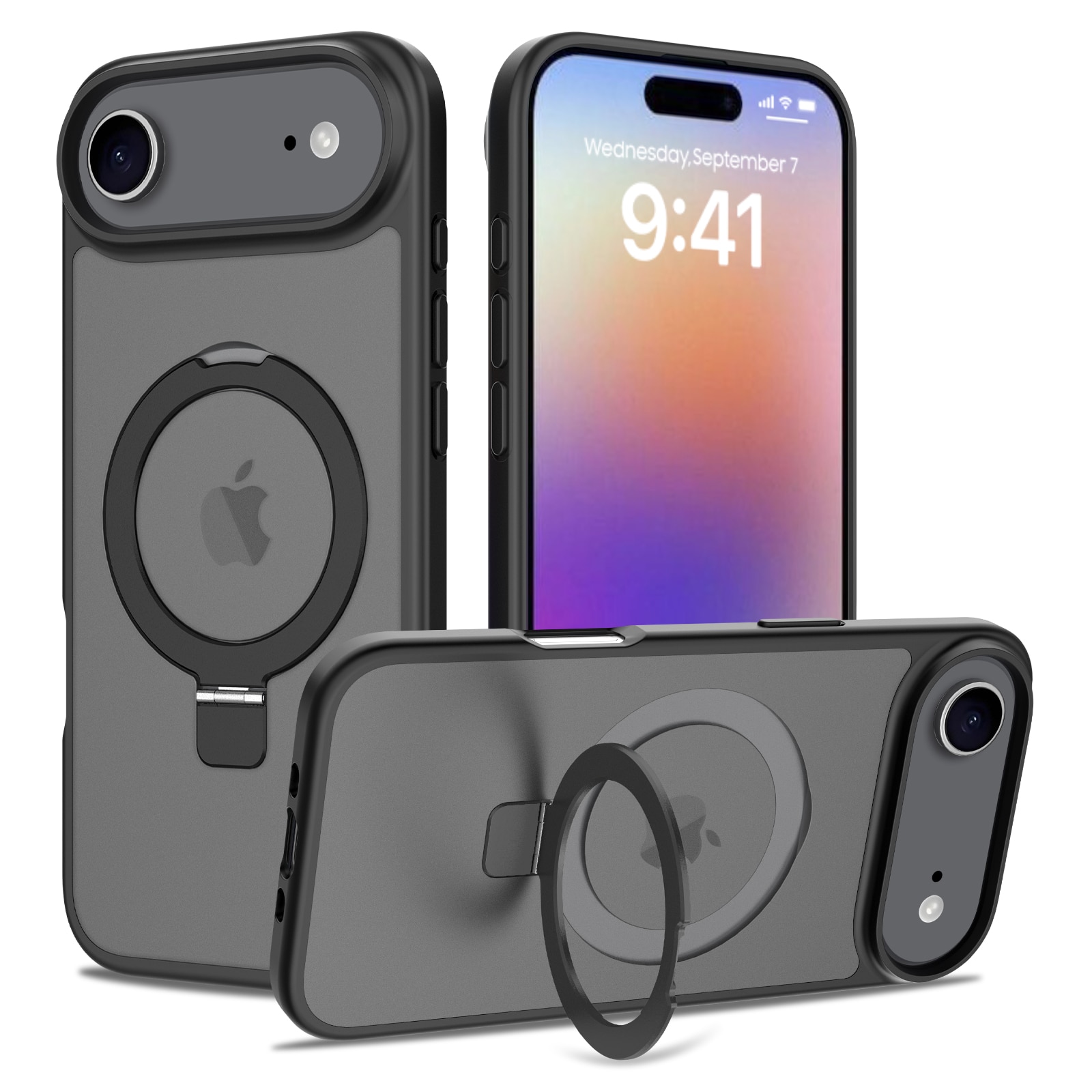 Hybridikuori Magnetic Ring iPhone 17 Air Musta